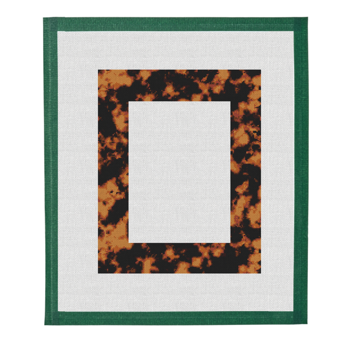 Tortoiseshell needlepoint frame canvas, an 8 x 10 inch design in amber and espresso sized for a 5 x 7 photograph