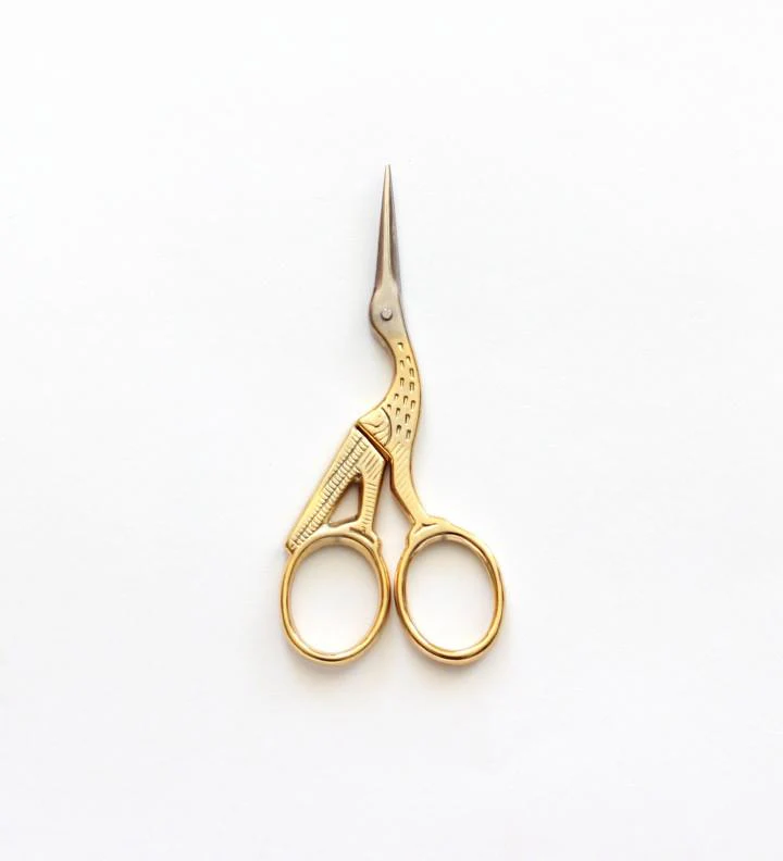 Traditional Stork Golden Needlepoint Scissors