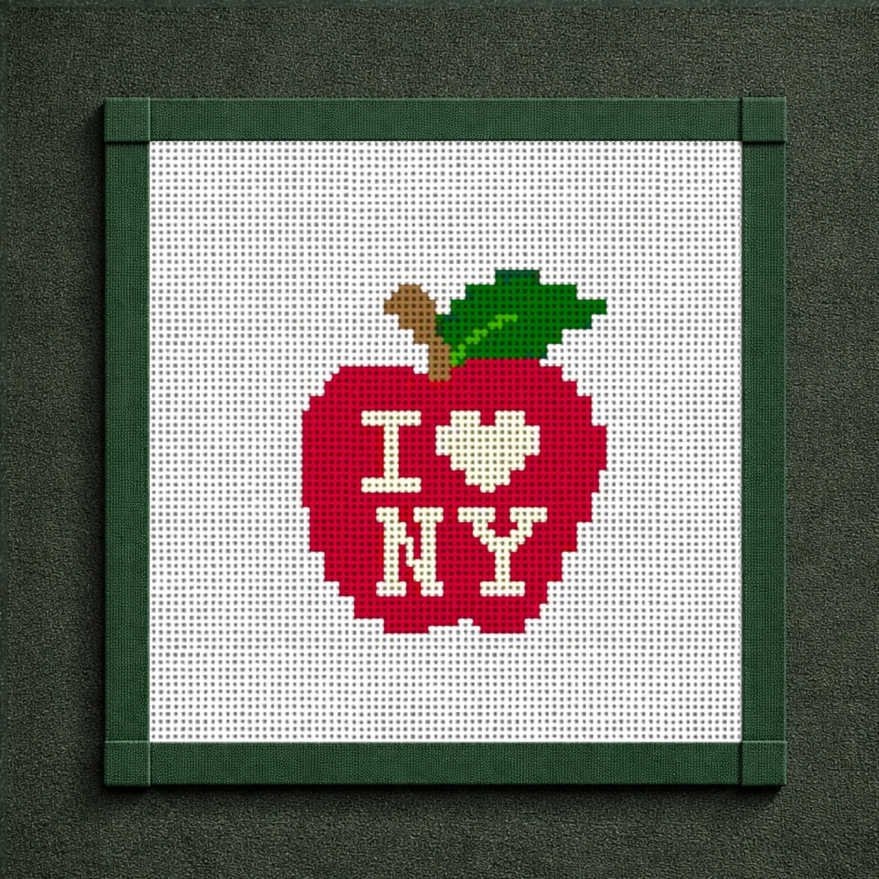I Heart New York Needlepoint Canvas Kit — Big Apple NYC Souvenir Travel Gift — 14 Mesh Beginner Needlepoint